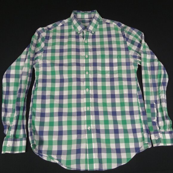 J.CREW BLUE PLAID BUTTON UP MENS MEDIUM LIGHT WEIGHT SHIRT L194 - Picture 1 of 5